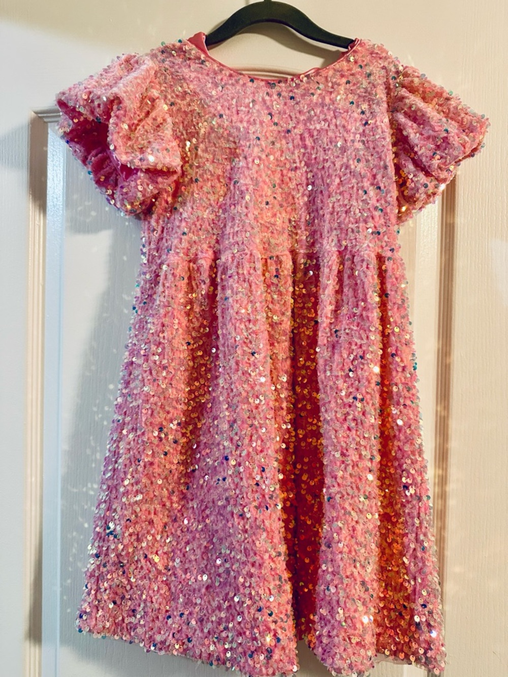 Lola + The Boys Pink Sequin Flutter Dress